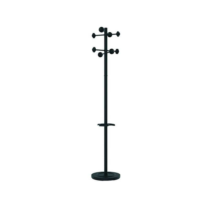 Perchero metalico unilux accueil pie 8 colgadores con paraguero y bandeja goteo negro 177x38 cm Perchero metalico unilux accueil pie 8 colgadores con paraguero y bandeja goteo negro 177x38 cm