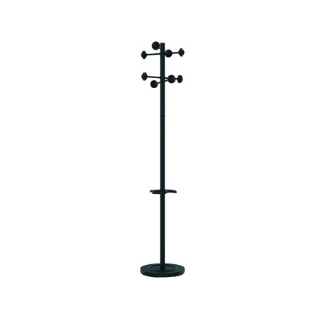 Perchero metalico unilux accueil pie 8 colgadores con paraguero y bandeja goteo negro 177x38 cm