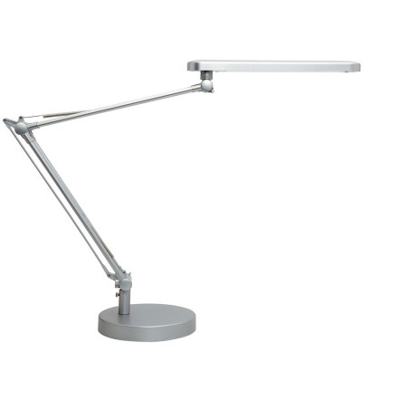 Lampara de escritorio unilux mambo led 5,6w doble brazo articulado abs y aluminio gris metalizado base 19 cm