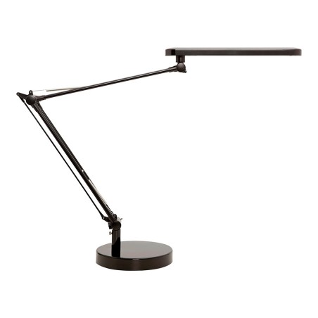 Lampara de escritorio unilux mambo led 5,6w doble brazo articulado abs y aluminio negro base 19 cm diametro