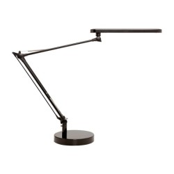 Lampara de escritorio unilux mambo led 5,6w doble brazo articulado abs y aluminio negro base 19 cm diametro