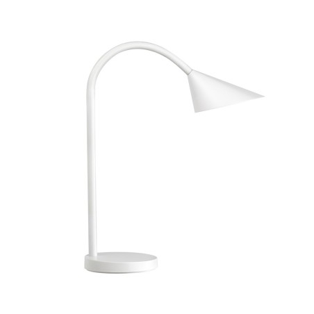 Lampara de escritorio unilux sol led 4w brazo flexible abs y metal blanco base 14 cm diametro
