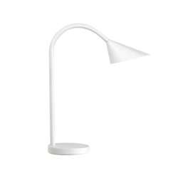 Lampara de escritorio unilux sol led 4w brazo flexible abs y metal blanco base 14 cm diametro