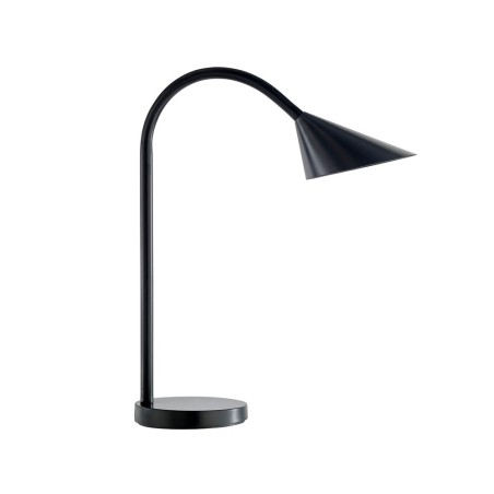 Lampara de escritorio unilux sol led 4w brazo flexible abs y metal negro base 14 cm diametro