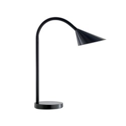 Lampara de escritorio unilux sol led 4w brazo flexible abs y metal negro base 14 cm diametro