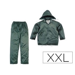 Conjunto de lluvia deltaplus 400 poliester/pvc verde talla xxl