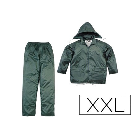 Conjunto de lluvia deltaplus 400 poliester/pvc verde talla xxl