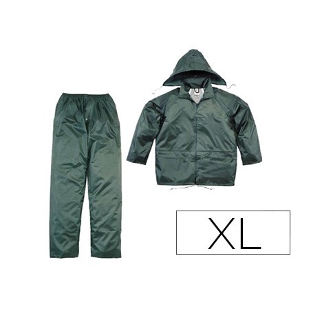 Conjunto de lluvia deltaplus 400 poliester/pvc verde talla xl