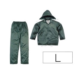 Conjunto de lluvia deltaplus 400 poliester/pvc verde talla l
