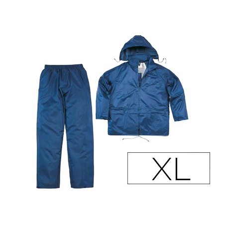 Conjunto de lluvia deltaplus 400 poliester/pvc azul marino talla xl