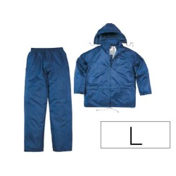 Conjunto de lluvia deltaplus 400 poliester/pvc azul marino talla l
