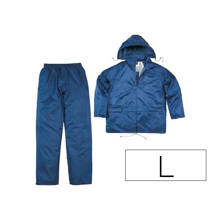 Conjunto de lluvia deltaplus 400 poliester/pvc azul marino talla l