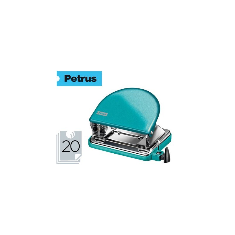 Taladrador petrus 52 wow turquesa metalizado capacidad 20 hojas en blister Taladrador petrus 52 wow turquesa metalizado capacidad 20 hojas en blister