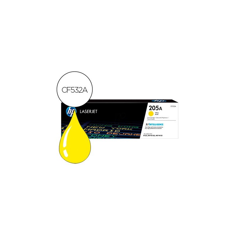Toner hp 205a laserjet m154a / 154nw / mfp m180n / 181fw amarillo 900 paginas