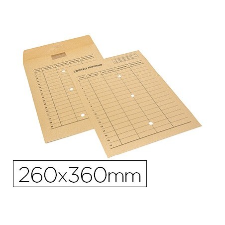 Sobre sam bolsa kraft natural 120 gr cierre multiadhesivo 260x360 mm correo interno 3 taladros impreso 2 caras caja