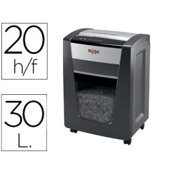 Destructora de documentos rexel momentum x420 capacidad de corte 20 hojas destruye grapas y clips papelera 30 l