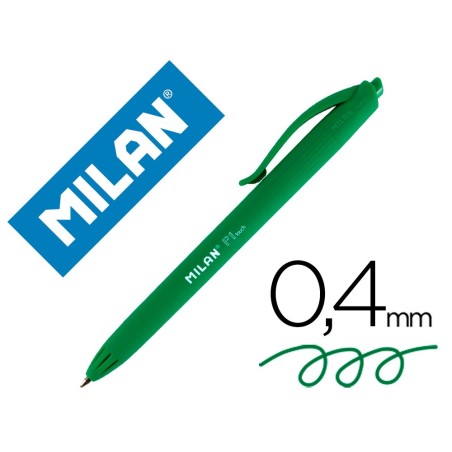 Boligrafo milan p1 retractil 1 mm touch verde