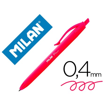 Boligrafo milan p1 retractil 1 mm touch rojo