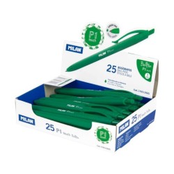 Boligrafo milan p1 retractil 1 mm touch verde
