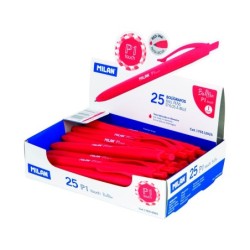 Boligrafo milan p1 retractil 1 mm touch rojo