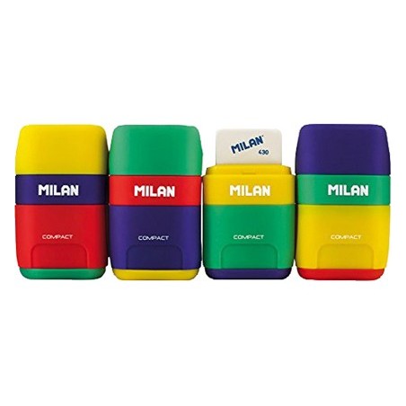 Sacapuntas milan plastico 2 usos con goma compact mix