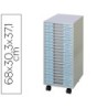 Archivador metalico clen 20 bandejas plastico de 2,5 cm de altura con ruedas color gris claro 680x303x371 mm