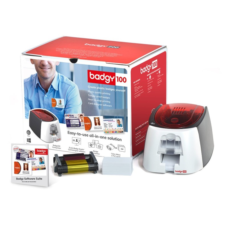 Impresora de tarjeta badgy 100 incluye cinta 50 tarjetas y programa edicion badge studio Impresora de tarjeta badgy 100 incluye cinta 50 tarjetas y programa edicion badge studio