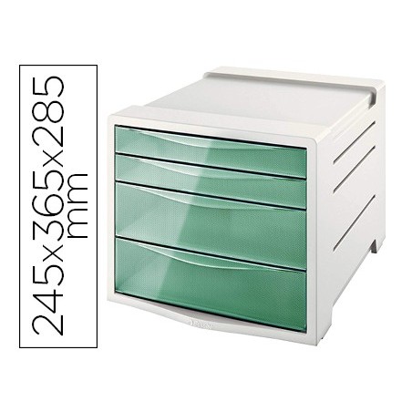 Fichero cajones de sobremesa esselte colour ice plastico 4 cajones color verde 245x365x285 mm