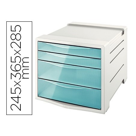 Fichero cajones de sobremesa esselte colour ice plastico 4 cajones color azul 245x365x285 mm