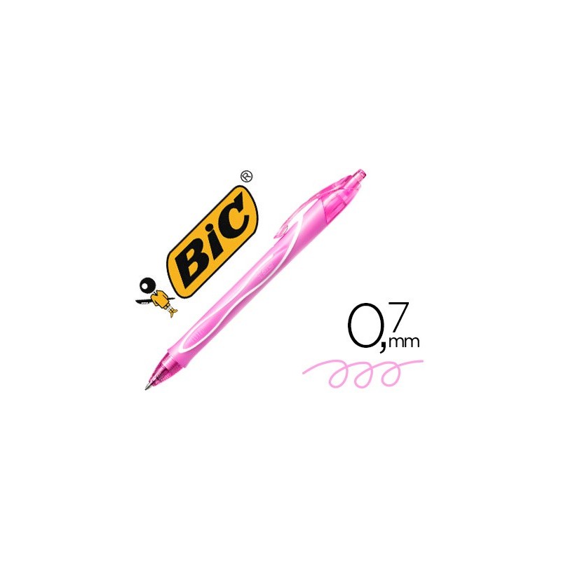 Boligrafo bic gelocity quick dry retractil tinta gel rosa punta de 0,7 mm