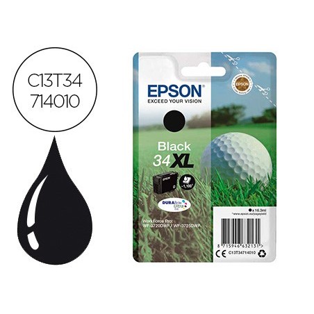 Ink-jet epson work force pro wf-3720dwf/3725dwf negro 34xl durabrite ultra ink 1100 paginas