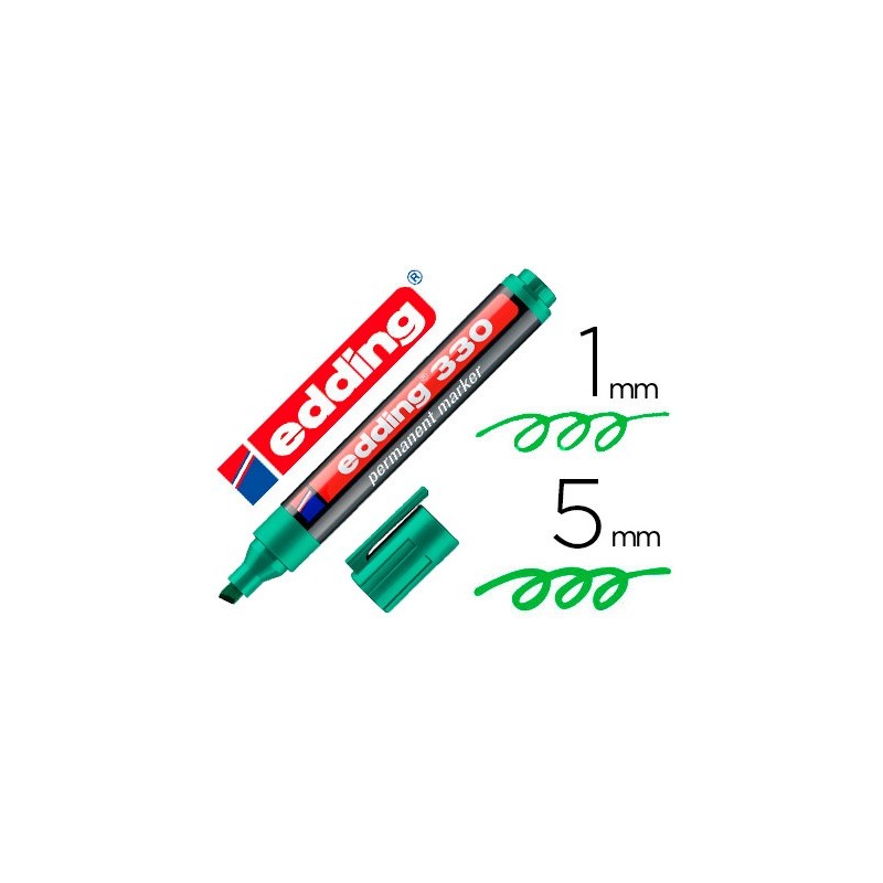 Rotulador edding marcador permanente 330 verde punta biselada 1-5 mm recargable