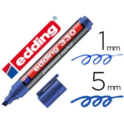 Rotulador edding marcador permanente 330 azul punta biselada 1-5 mm recargable