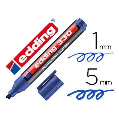 Rotulador edding marcador permanente 330 azul punta biselada 1-5 mm recargable