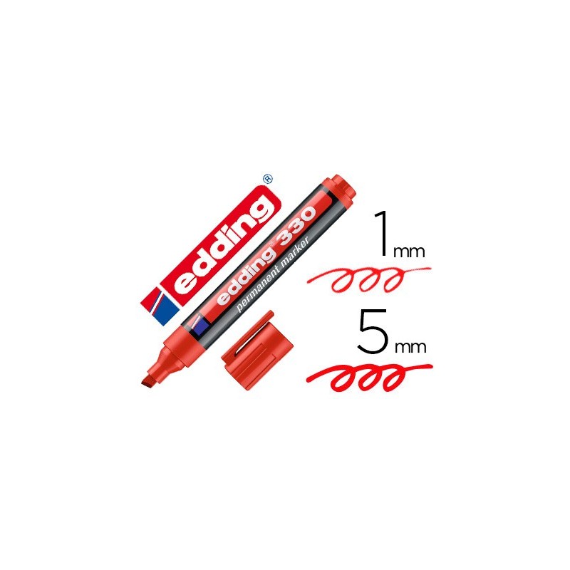 Rotulador edding marcador permanente 330 rojo punta biselada 1-5 mm recargable