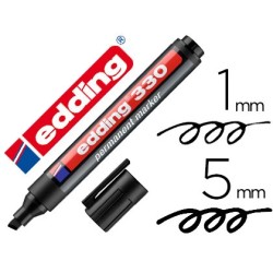 Rotulador edding marcador permanente 330 negro punta biselada 1-5 mm recargable