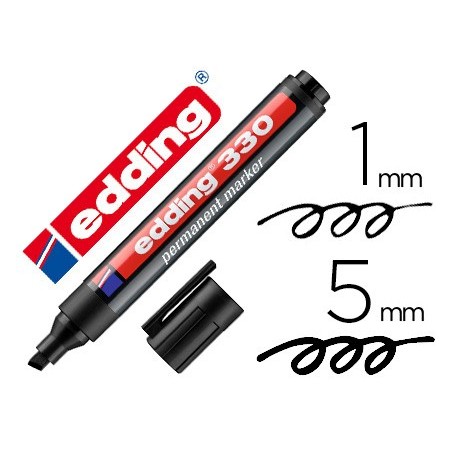 Rotulador edding marcador permanente 330 negro punta biselada 1-5 mm recargable