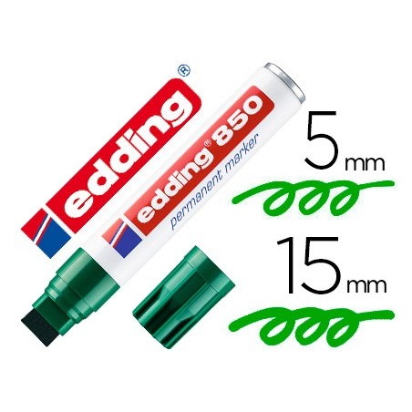 Rotulador edding marcador permanente 850 verde punta biselada 5-15 mm recargable