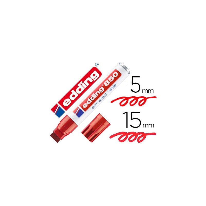 Rotulador edding marcador permanente 850 rojo punta biselada 5-15 mm recargable Rotulador edding marcador permanente 850 rojo punta biselada 5-15 mm recargable