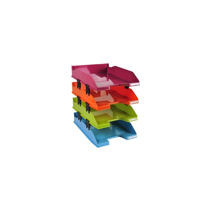 Bandeja sobremesa exacompta plastico arlequin set de 4 unidades colores surtidos 346x254x243 mm