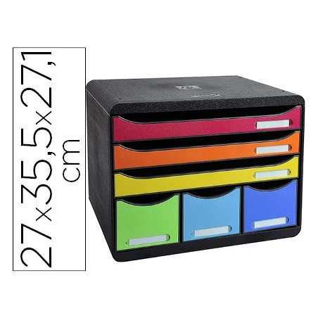 Fichero cajones sobremesa exacompta iderama arlequin 6 cajones multicolores 270x355x271 mm