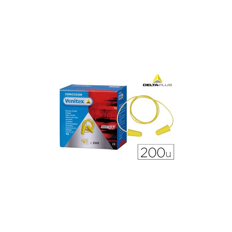 Protector auditivo delta plus conico con cordon caja 200 pares
