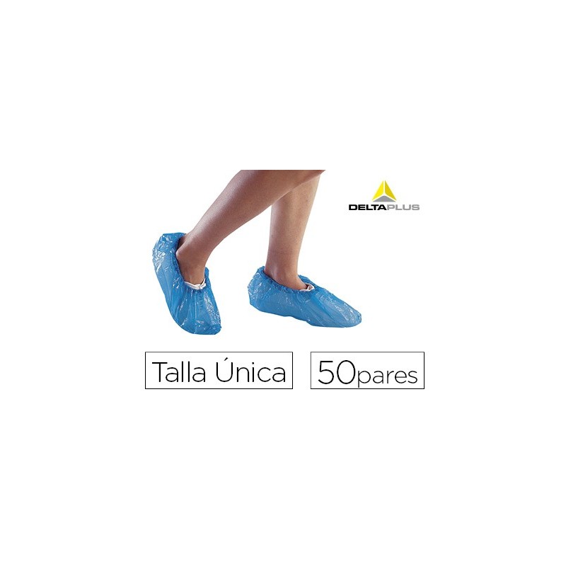 Cubre calzado delta plus polietileno azul talla unica caja de 50 pares
