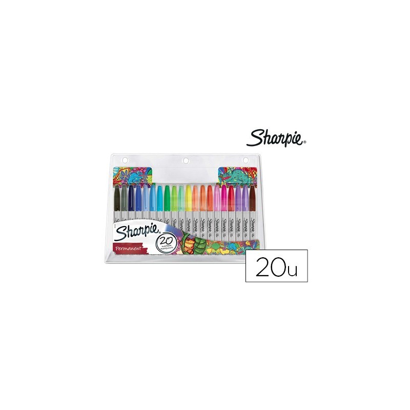 Rotulador sharpie permanente punta fina blister de 20 unidades colores surtidos