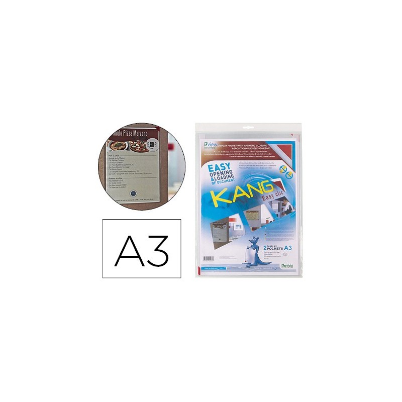 Funda de presentacion tarifold adhesiva removible din a3 con esquina magnetica capacidad para 10 hojas pack Funda de presentacion tarifold adhesiva removible din a3 con esquina magnetica capacidad para 10 hojas pack