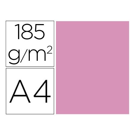 Cartulina guarro din a4 rosa chicle 185 gr paquete de 50 hojas