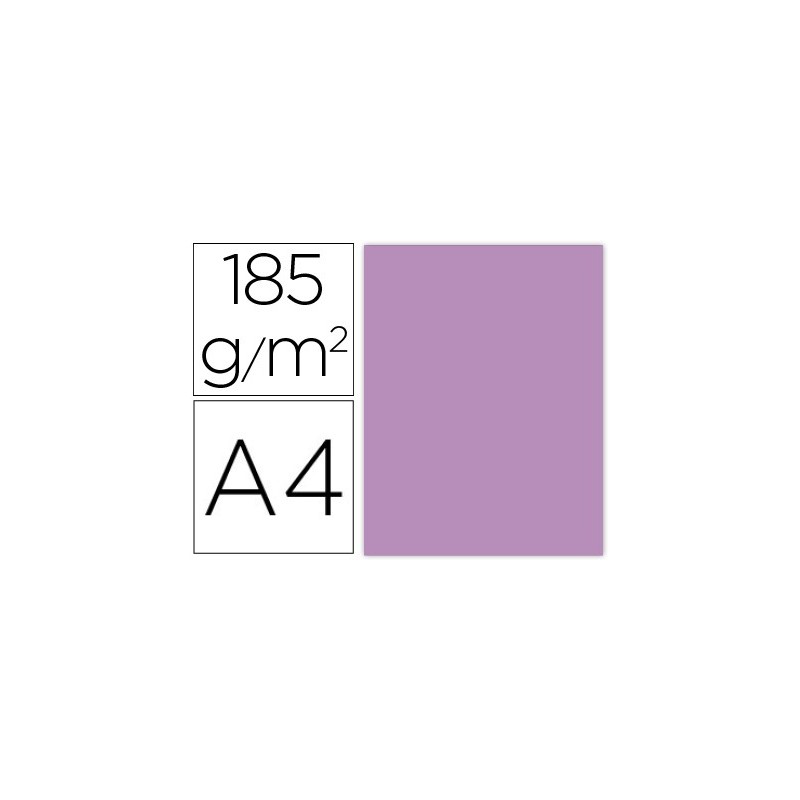 Cartulina guarro din a4 malva 185 gr paquete de 50 hojas