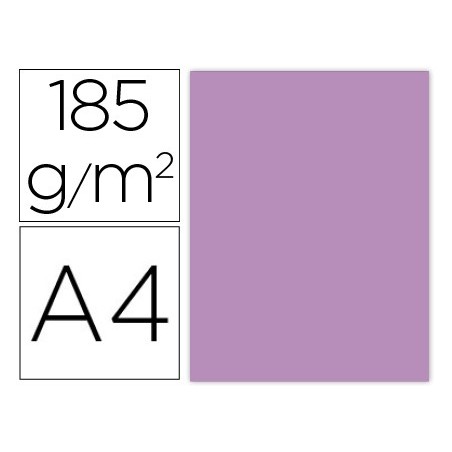 Cartulina guarro din a4 malva 185 gr paquete de 50 hojas