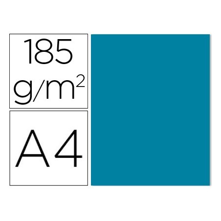 Cartulina guarro din a4 azul caribe 185 gr paquete de 50 hojas