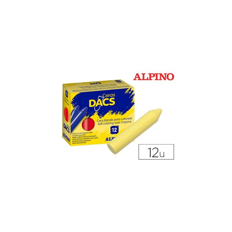 Lapices cera dacs unicolor amarillo claro caja de 12 unidades